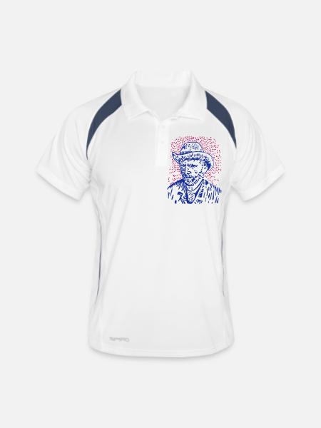 Vincent van Gogh - Männer Polo atmungsaktiv - Weiß/Navy - Vorne