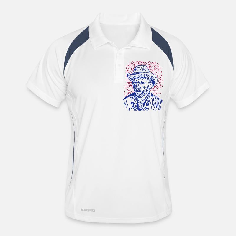 Vincent van Gogh - Männer Polo atmungsaktiv - Weiß/Navy