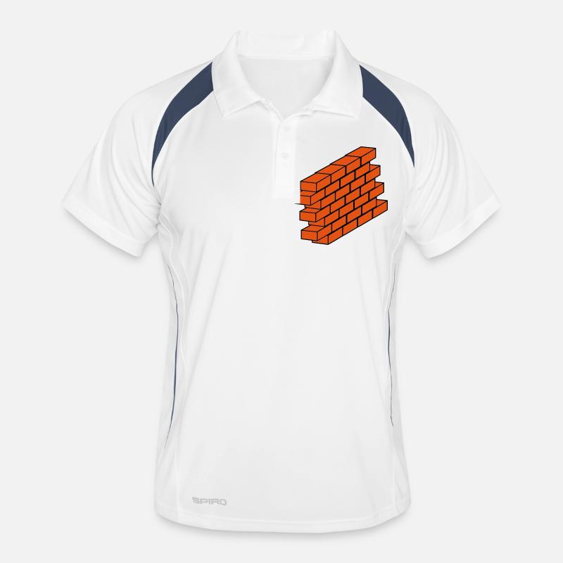 Backsteinmauer - Männer Polo atmungsaktiv - Weiß/Navy