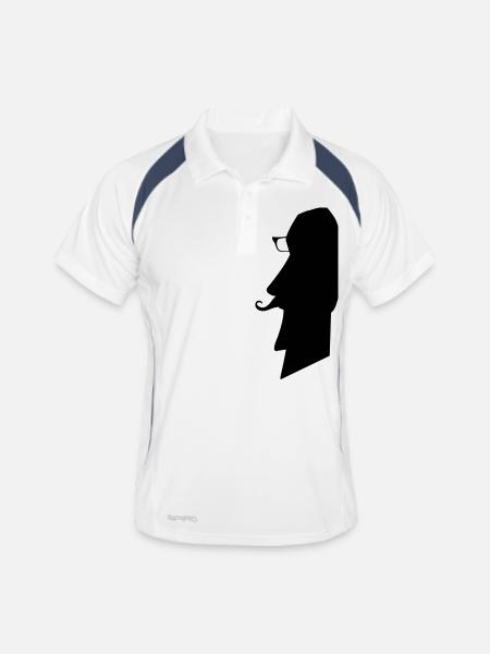 moai_hipster_02 - Polo respirant Homme - blanc/marine - Devant