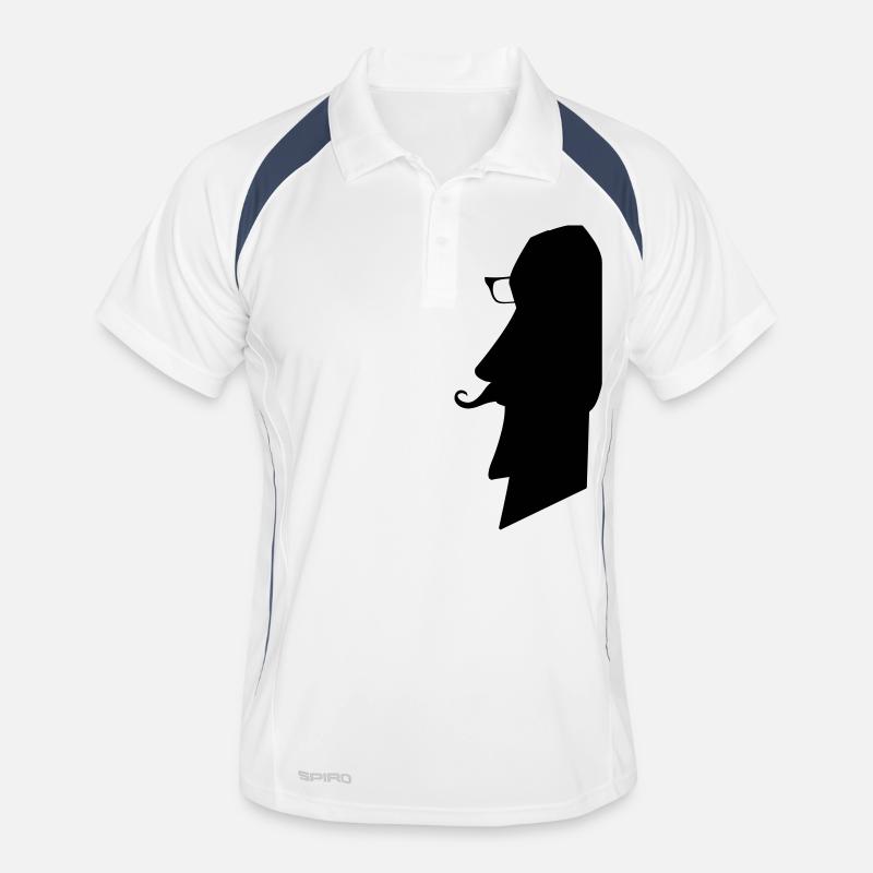 moai_hipster_02 - Männer Polo atmungsaktiv - Weiß/Navy