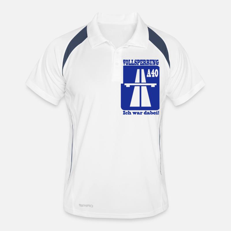 Blocage complet A40 - J'étais là 1F - Polo respirant Homme - blanc/marine