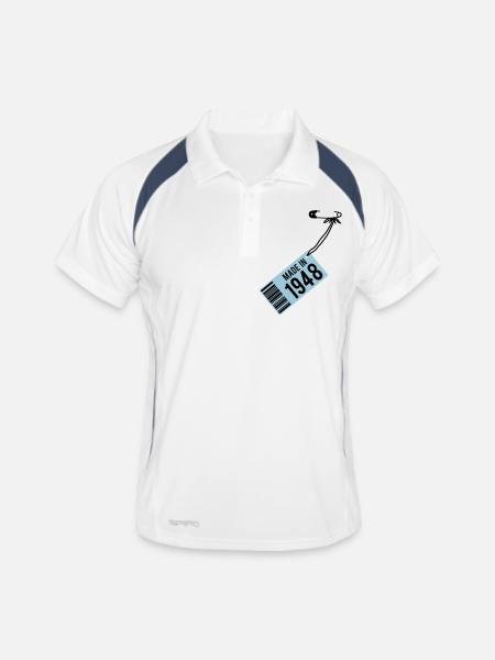 Anniversaire T-shirt 1948 - Polo respirant Homme - blanc/marine - Devant