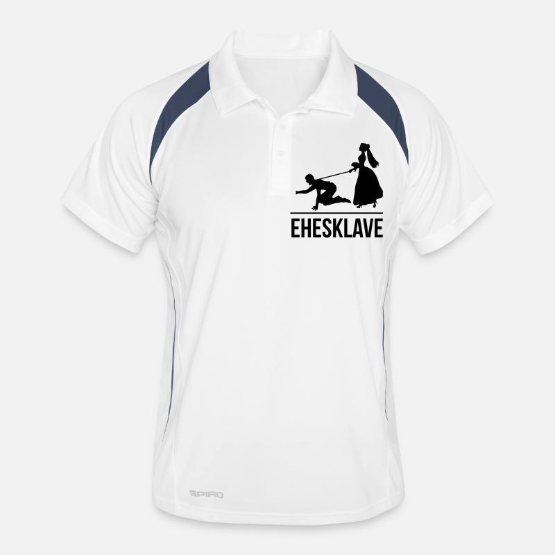 Ehesklave - Männer Polo atmungsaktiv - Weiß/Navy