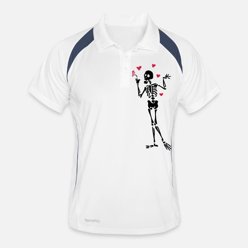 Skeleton-Liebhaber - Männer Polo atmungsaktiv - Weiß/Navy