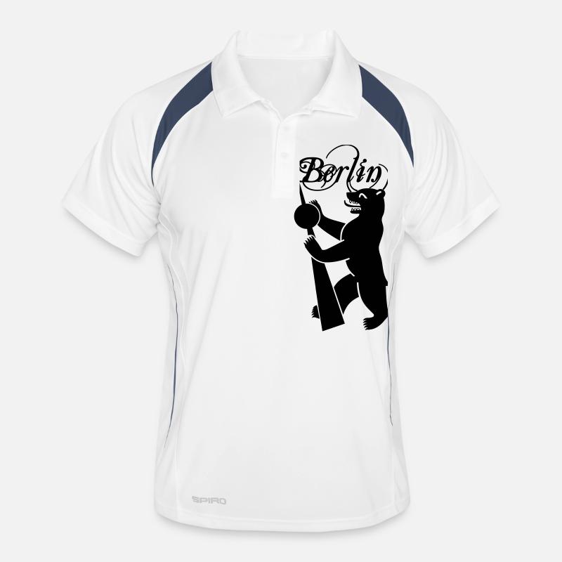 Berliner Bär - Männer Polo atmungsaktiv - Weiß/Navy