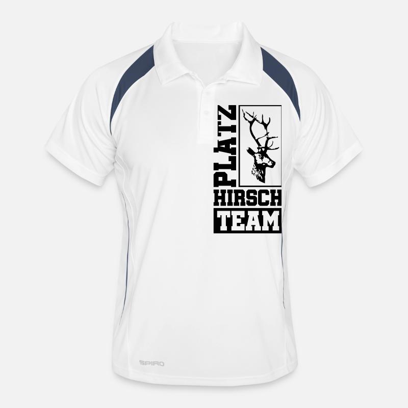 platz hirsch team - Männer Polo atmungsaktiv - Weiß/Navy