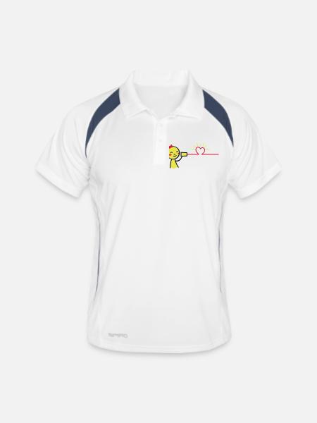 love tin can telephone couple shirt - girl - Männer Polo atmungsaktiv - Weiß/Navy - Vorne