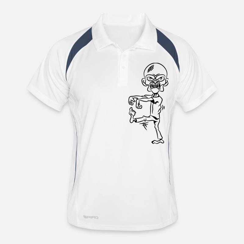 zombie witzig - Männer Polo atmungsaktiv - Weiß/Navy