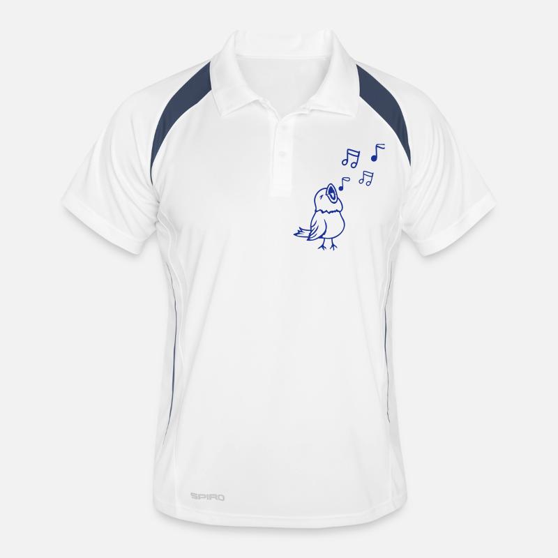 Musical notes: songbird, sparrow, singing, chirping, music Men's Polo breathable