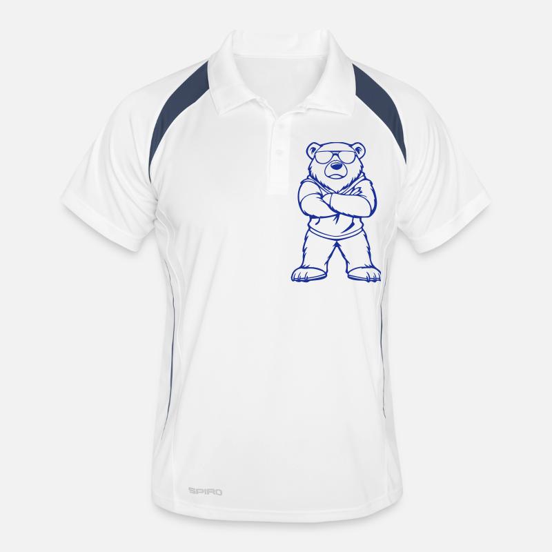 eisbär comic cool - Männer Polo atmungsaktiv - Weiß/Navy