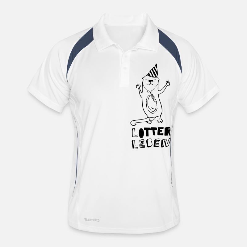 Lotterleben - Männer Polo atmungsaktiv - Weiß/Navy