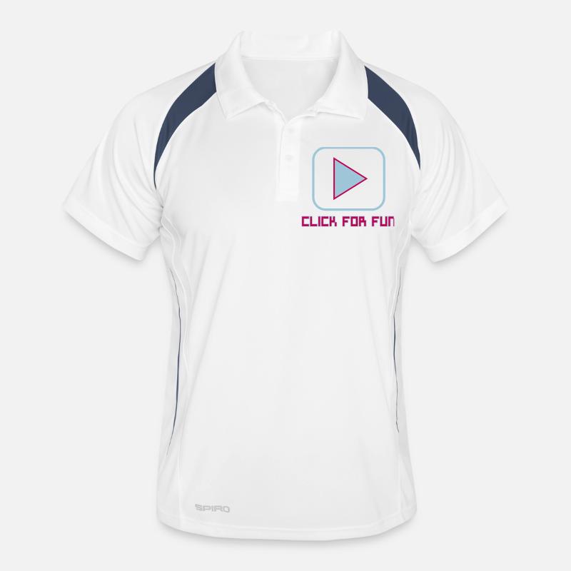 CLICK FOR FUN V1 - Männer Polo atmungsaktiv - Weiß/Navy