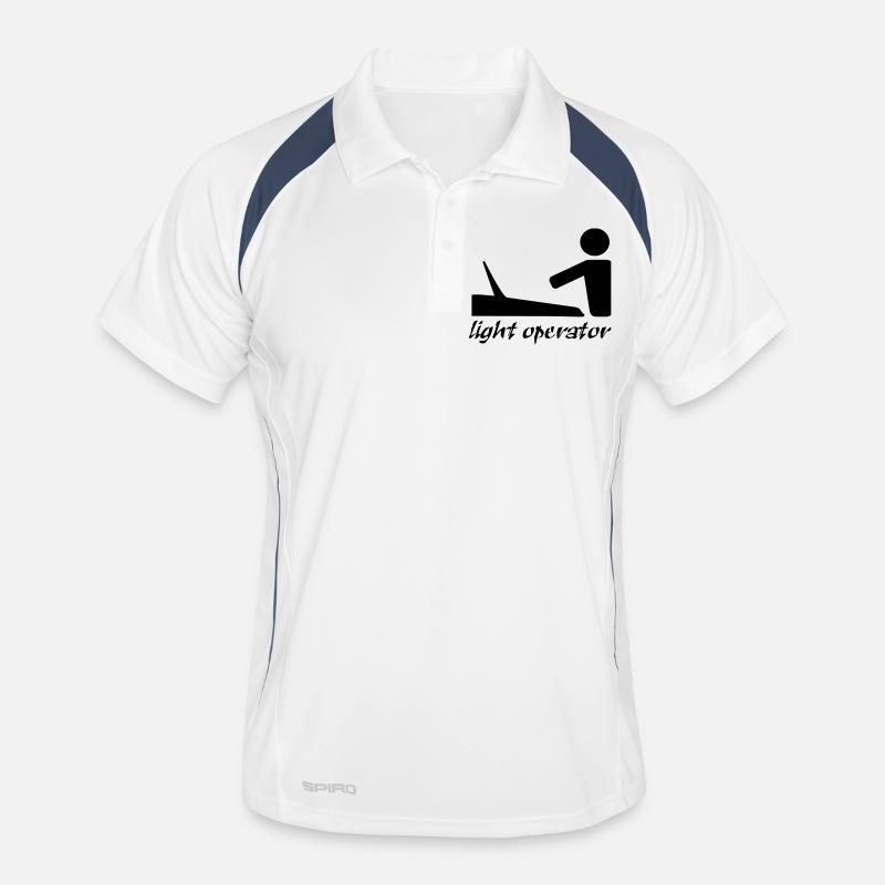 lightoperator_text - Männer Polo atmungsaktiv - Weiß/Navy
