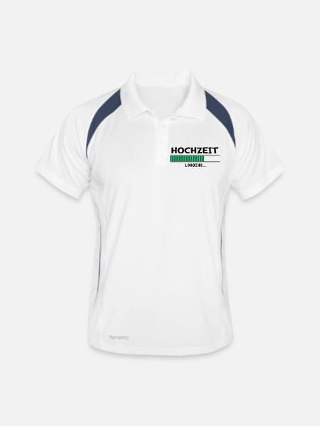 Hochzeit Loading - Männer Polo atmungsaktiv - Weiß/Navy - Vorne
