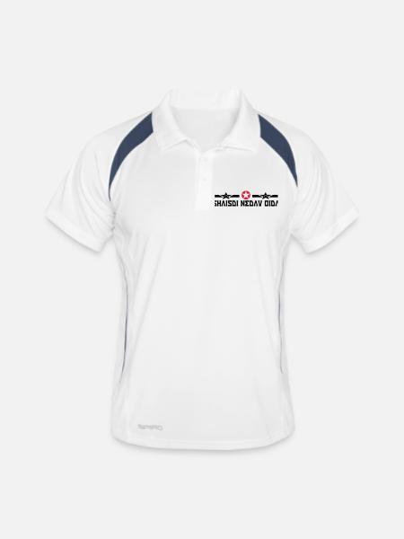 scheiss di net an - Männer Polo atmungsaktiv - Weiß/Navy - Vorne
