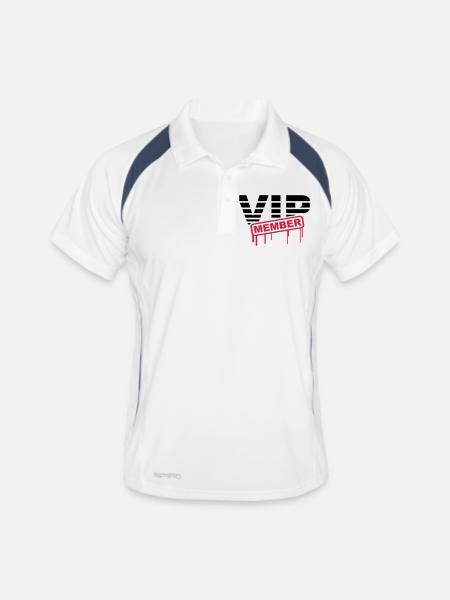 VIP Member - Männer Polo atmungsaktiv - Weiß/Navy - Vorne