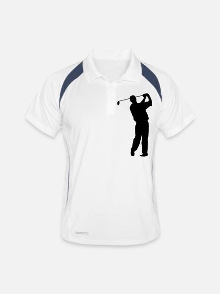golf - Männer Polo atmungsaktiv - Weiß/Navy - Vorne