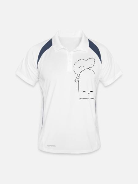 Der Kater am nächsten Morgen - Männer Polo atmungsaktiv - Weiß/Navy - Vorne