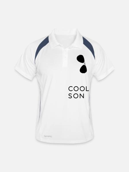 Cool Son - Vater und Sohn Partnerlook Shirts - Männer Polo atmungsaktiv - Weiß/Navy - Vorne