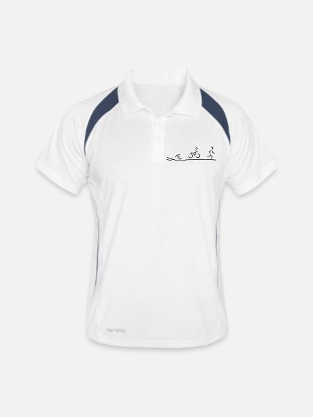 triathlon triathlet - Männer Polo atmungsaktiv - Weiß/Navy - Vorne