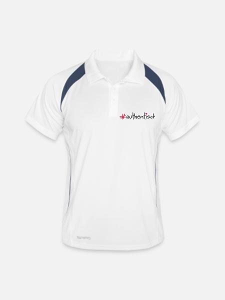 authentic - Men's Polo breathable - white/navy - Front