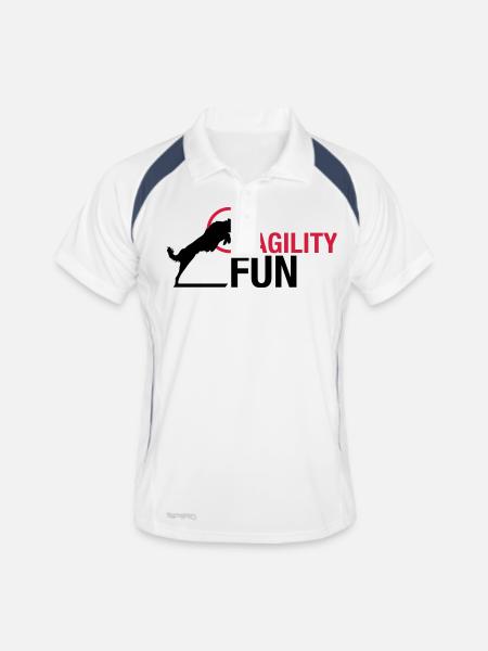 agilityfun_reifen_bordercollie - Männer Polo atmungsaktiv - Weiß/Navy - Vorne