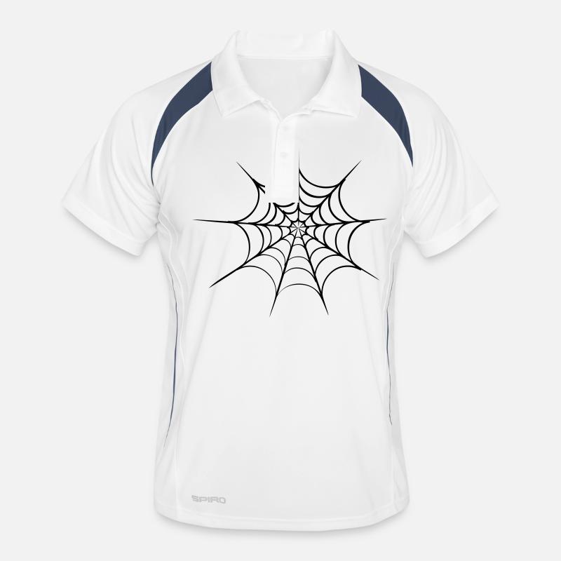 spider web halloween - Männer Polo atmungsaktiv - Weiß/Navy