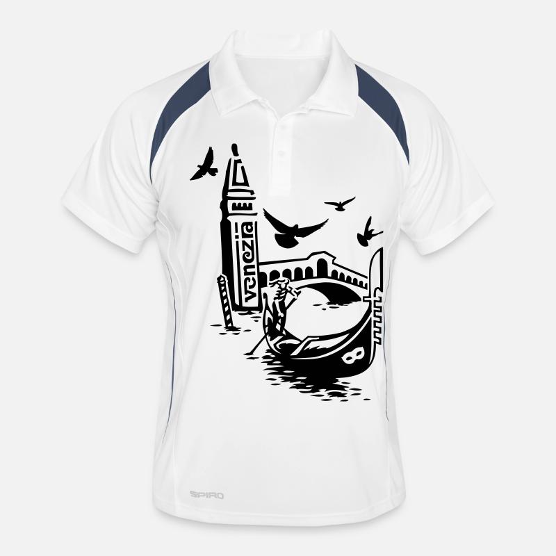 Venedig - Männer Polo atmungsaktiv - Weiß/Navy