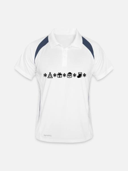 Weihnachtliche Symbole Linie - Männer Polo atmungsaktiv - Weiß/Navy - Vorne