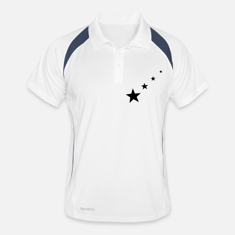Sterne - Männer Polo atmungsaktiv - Weiß/Navy