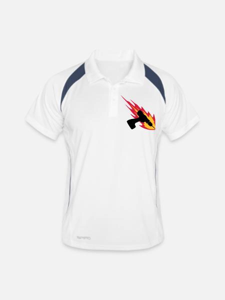 Cordless Drill On Fire - Männer Polo atmungsaktiv - Weiß/Navy - Vorne