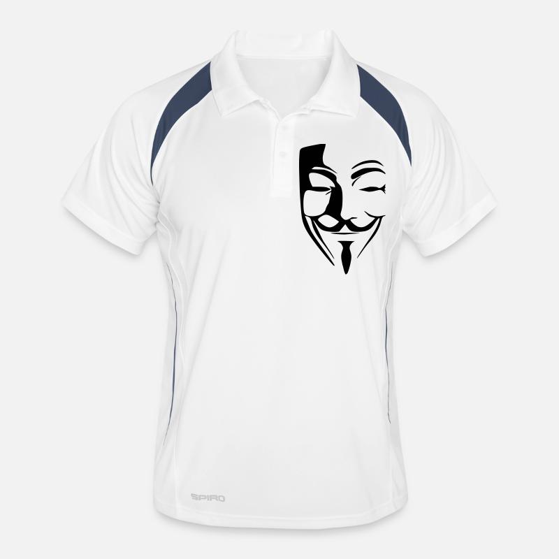 anónimo anonymous - Männer Polo atmungsaktiv - Weiß/Navy