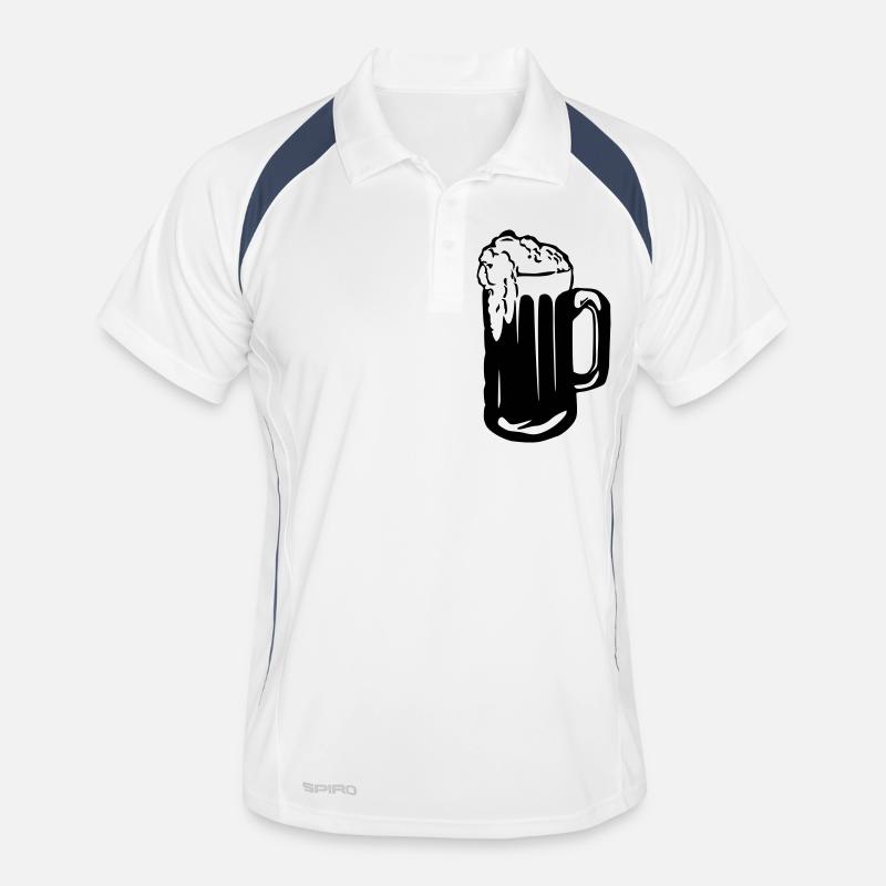 Bier - Männer Polo atmungsaktiv - Weiß/Navy