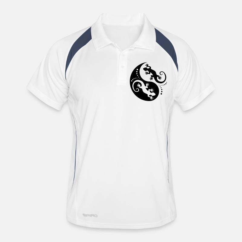 YIN & YANG Geckos black Männer Polo atmungsaktiv