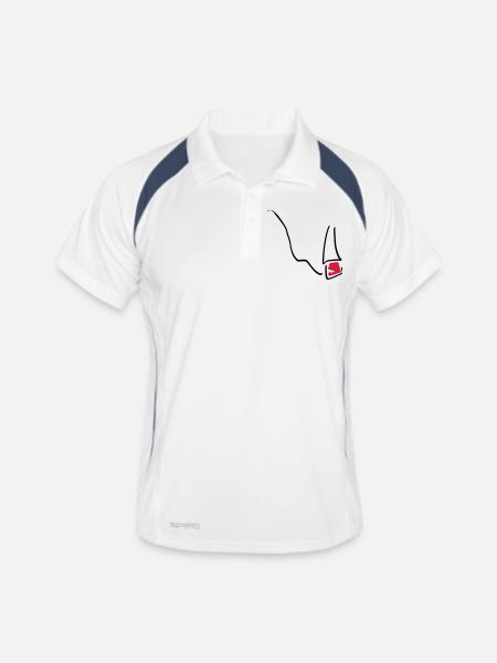 cigarette_01 - Männer Polo atmungsaktiv - Weiß/Navy - Vorne