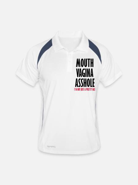 Hübsches Gesicht - Männer Polo atmungsaktiv - Weiß/Navy - Vorne