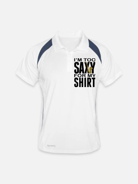 I'm too Saxy for this Shirt - Saxofon - Instrument - Polo respirant Homme - blanc/marine - Devant