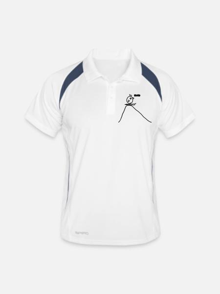Vogel Skispringen - Männer Polo atmungsaktiv - Weiß/Navy - Vorne