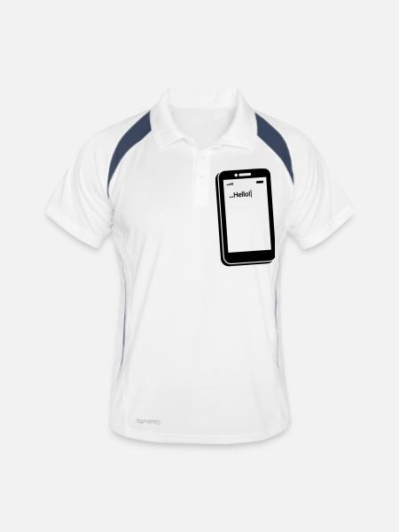 smartphone_1_f1 - Polo respirant Homme - blanc/marine - Devant