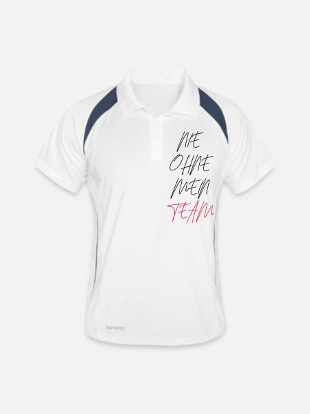 nie ohne mein team design - Männer Polo atmungsaktiv - Weiß/Navy - Vorne