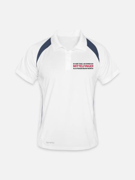 Mittelfinger Stinkefinger Hand Scheißtag Montag - Männer Polo atmungsaktiv - Weiß/Navy - Vorne