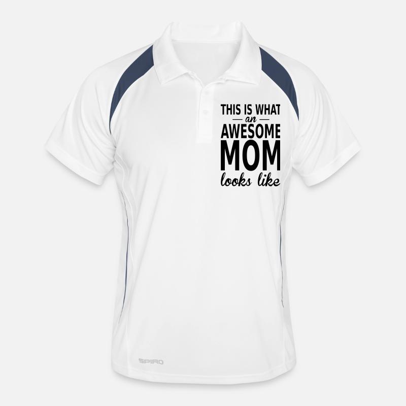 awesome mom - Männer Polo atmungsaktiv - Weiß/Navy