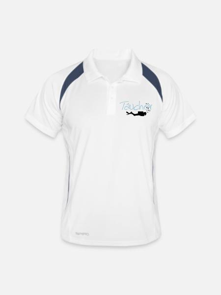 taucher_we2 - Männer Polo atmungsaktiv - Weiß/Navy - Vorne