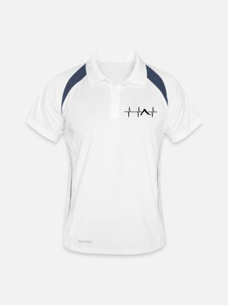 Heartbeat Yoga - Männer Polo atmungsaktiv - Weiß/Navy - Vorne