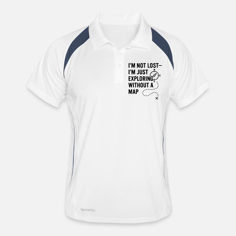 0002 explore without map - Männer Polo atmungsaktiv - Weiß/Navy