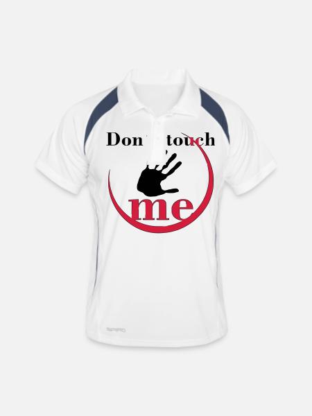 Don´t touch me - Männer Polo atmungsaktiv - Weiß/Navy - Vorne