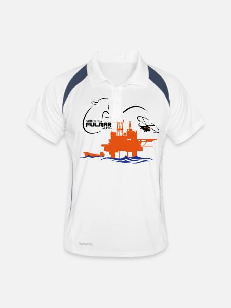 Fulmar Oil Rig Platform North Sea Aberdeen - Men's Polo breathable - white/navy - Front