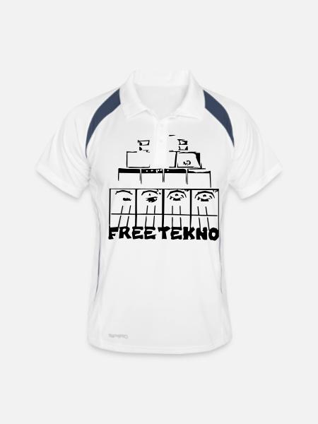 free tekno sound system - Polo respirant Homme - blanc/marine - Devant