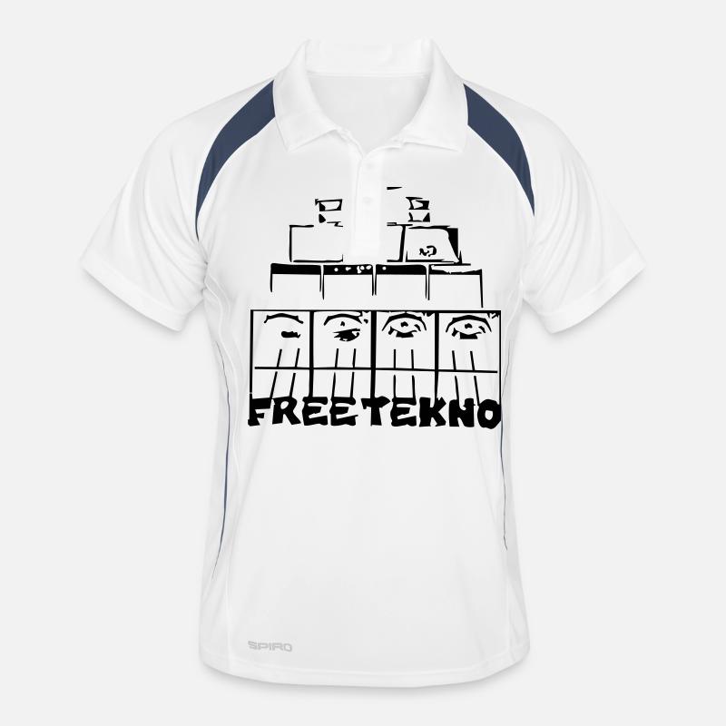 FREE TEKNO SOUND SYSTEM - Männer Polo atmungsaktiv - Weiß/Navy